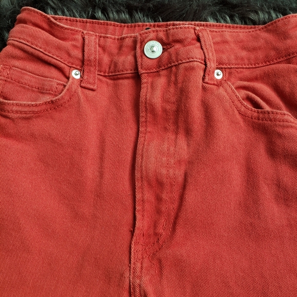 H&M High Waist Flared Red Jeans Pants Size 0 - Picture 2 of 5